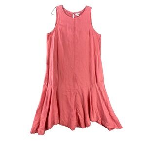 Sundance Dress Women's Medium Orange 100% Linen Long A Line Lagenlook Sleeveless